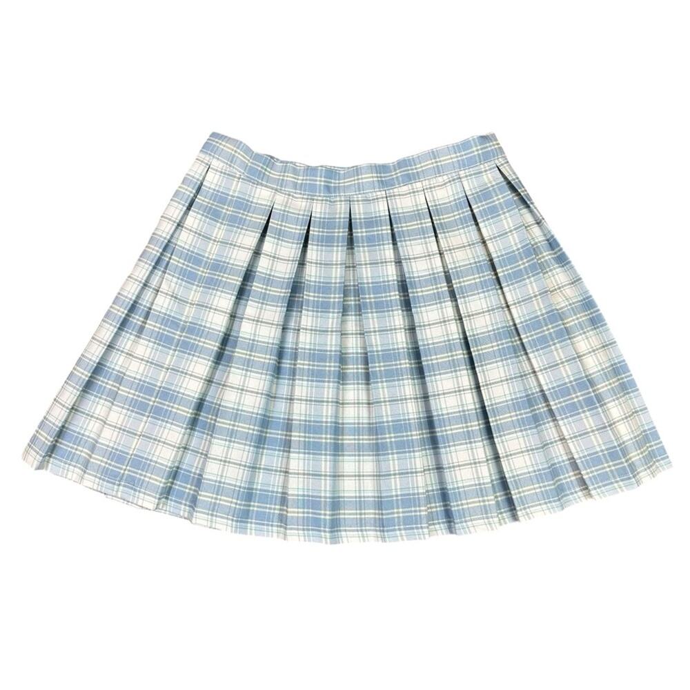 Cali 1850 Los Angeles Plaid Pleated Skirt Blue Size Medium Light Academia Preppy